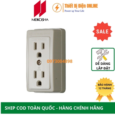 ME2746W Meikosha Ổ cắm đôi 3 chân dẹt 15A gắn nổi
