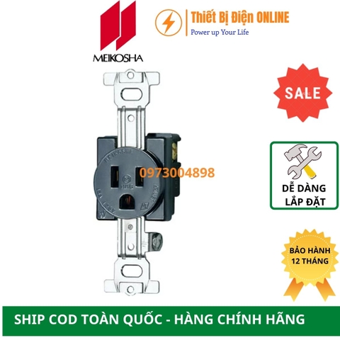 ME2816 Meikosha Ổ cắm đơn 3 chấu 15A 125V 2P+E màu đen