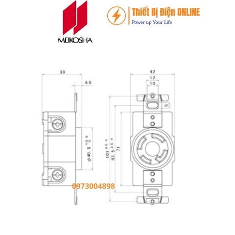 MH2879 Meikosha Ổ cắm 4 chân khóa 30A 250V 3P+E Locking socket