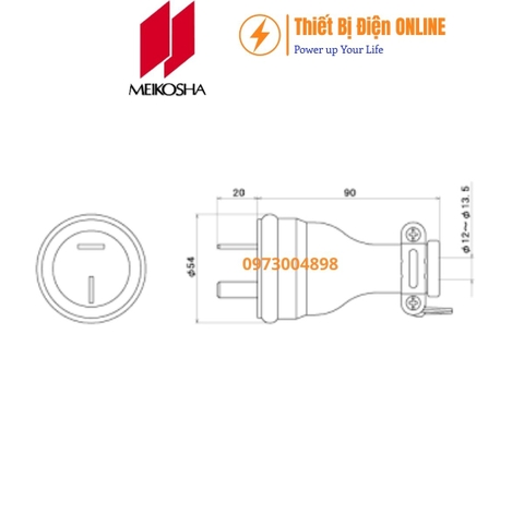 MP2512 Meikosha Phích cắm cao su 2P 20A 250V