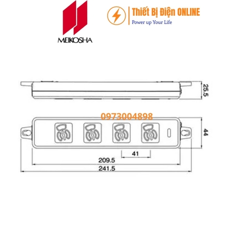 MR7904TJ3 Meikosha Ổ cắm có dây kéo dài 2P+E 15A 125VAC