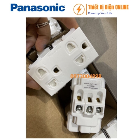 Ổ cắm đôi 3 chấu Panasonic WEV1582SW, WEV1582-7sw Wide