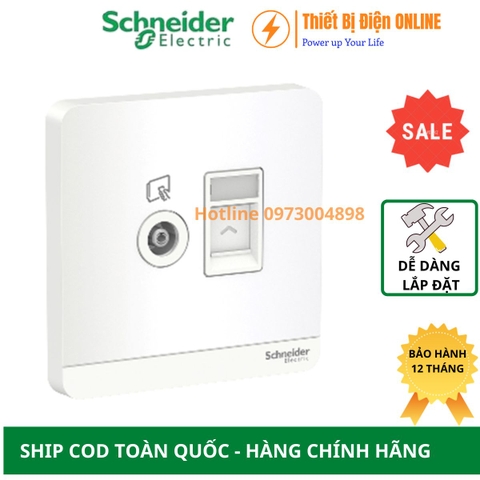 Ổ cắm Tivi và Ổ cắm mạng cat5e Schneider E8332TVRJS5_WE_G19 AvatarON màu trắng