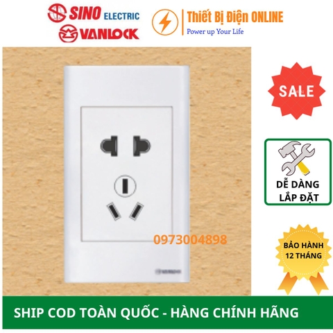 S18/10US Ổ cắm 2 chấu và ổ 3 chấu kiểu Úc Sino Vanlock S18