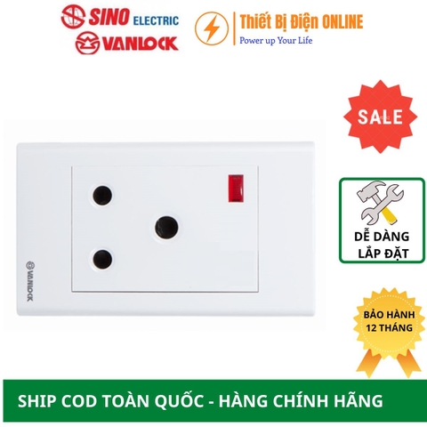 S1815N Ổ cắm 3 chân tròn kiểu anh có đèn Sino Vanlock S18