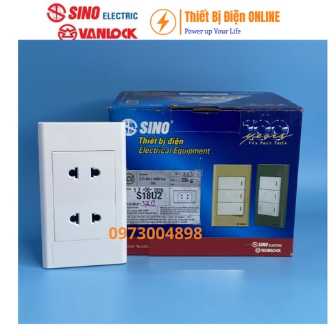 S18U2 Ổ cắm đôi 2 chấu Sino Vanlock S18