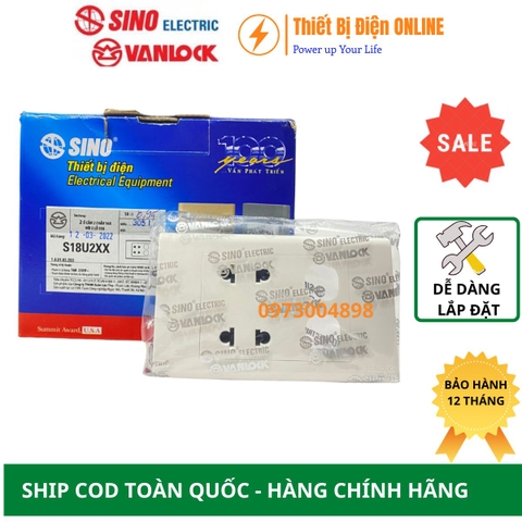 S18U2XX Ổ cắm đôi 2 chấu và 2 lỗ Sino Vanlock S18