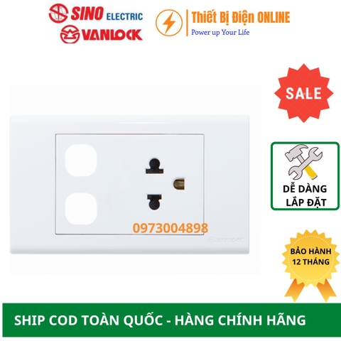 S18UEXX Ổ cắm đơn 3 chấu với 2 lỗ Sino Vanlock S18