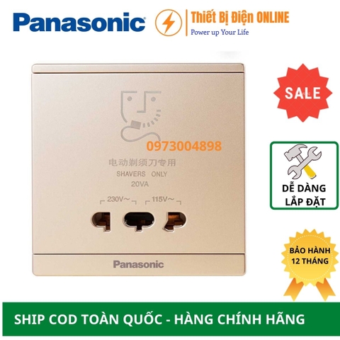 WMF132MYZ-VN Panasonic Bộ ổ cắm dao cạo râu màu vàng ánh kim Moderva