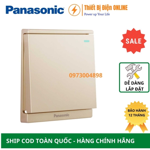 WMF511MYZ-1VN Panasonic Công tắc đơn 1 chiều có dạ quang Moderva vuông màu vàng ánh kim