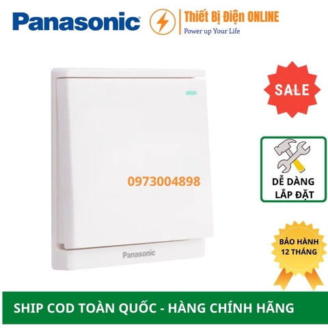 WMF512-1VN Panasonic Công tắc đơn 2 chiều dạ quang Moderva đảo chiều cầu thang vuông màu trắng