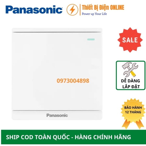 WMF512-1VN Panasonic Công tắc đơn 2 chiều dạ quang Moderva đảo chiều cầu thang vuông màu trắng