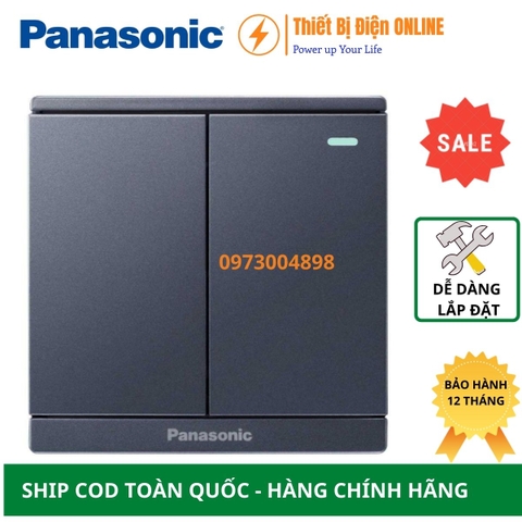 WMF513MYH-1VN Panasonic Công tắc đôi 1 chiều dạ quang Moderva xám ánh kim