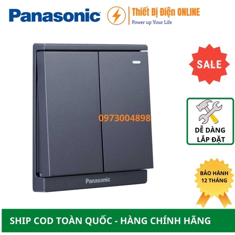 WMF513MYH-1VN Panasonic Công tắc đôi 1 chiều dạ quang Moderva xám ánh kim