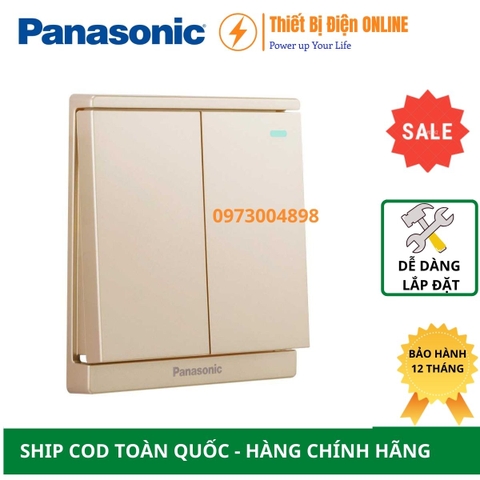 WMF514MYZ-1VN Panasonic Công tắc đôi 2 chiều dạ quang Moderva vàng ánh kim