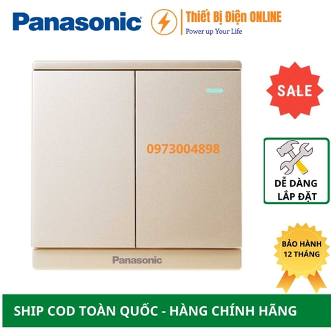 WMF514MYZ-1VN Panasonic Công tắc đôi 2 chiều dạ quang Moderva vàng ánh kim
