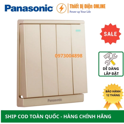 WMF517MYZ-1VN Panasonic Công tắc bốn 1 chiều Moderva vàng ánh kim dạ quang
