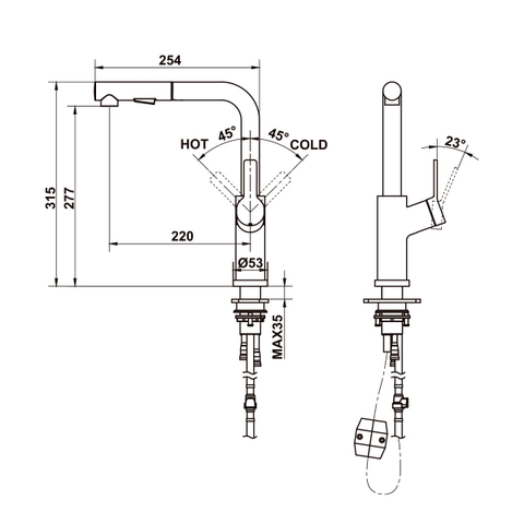 Vòi Rửa Chén Bát Hafele Lux-P HT25-SH1P315