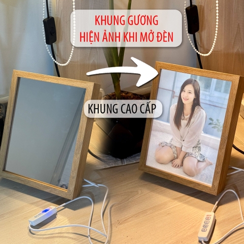 [LOẠI CAO CẤP]Khung gương KÍNH hiện ảnh cao cấp GỖ ĐẬM