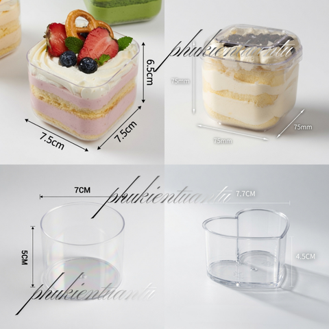 Set 10 Cốc Tròn, Tim, Vuông Đựng Bánh