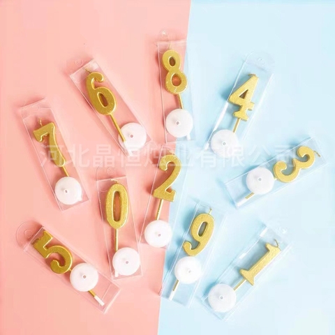 Nến Số Nhũ Vàng Mini 0-9 Trang Trí Bánh Kem | 1 Vỉ 1 Số