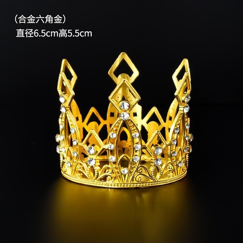 Vương Miện Nhọn Đính Đá Trang Trí Bánh Kem Màu Vàng Bạc