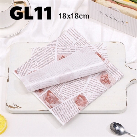 Giấy Nến Gói Bánh Họa Tiết Báo Vintage 18x18cm | Tệp 100 Tờ