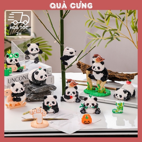 Quà tặng set mô hình lắp ráp gấu trúc dễ thương hộp lớn tặng sinh nhật, tặng người yêu