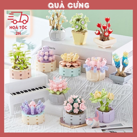 Quà tặng mô hình lắp ráp hoa chậu mini dễ thương các loại tặng sinh nhật, tặng người yêu