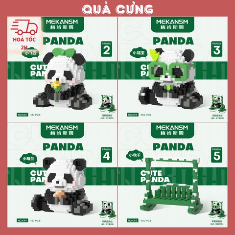 Quà tặng mô hình lắp ráp gấu trúc mini kèm XÍCH ĐU lắp ráp dễ thương tặng sinh nhật, tặng người yêu