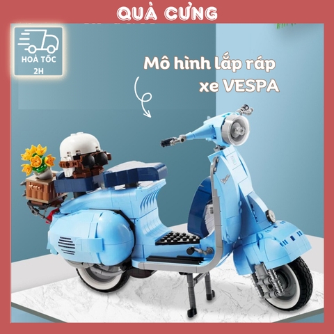 Quà tặng mô hình lắp ráp xe máy Vespa cỡ lớn tặng sinh nhật, tặng người yêu