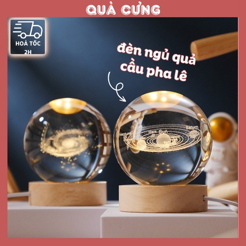 Quà tặng đèn ngủ 3D quả cầu pha lê 2 kích thước tặng sinh nhật, tặng người yêu