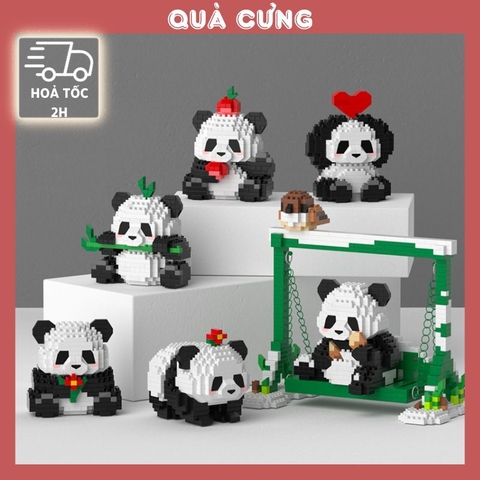 Quà tặng mô hình lắp ráp gấu mini set xám dễ thương tặng sinh nhật, tặng người yêu
