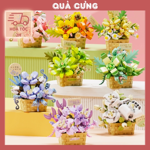 Quà tặng mô hình lắp ráp giỏ hoa dễ thương tặng sinh nhật, tặng người yêu