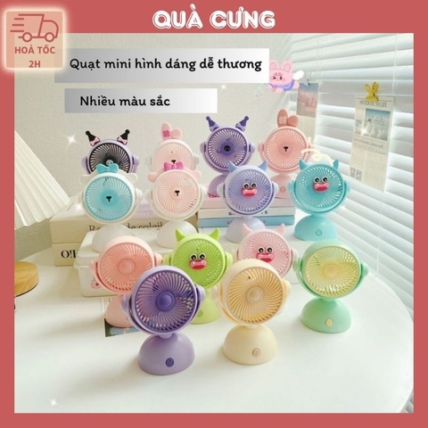 Quà tặng quạt tích điện mini hoạt hình xinh xắn, dễ thương dành tặng bạn bè, người yêu
