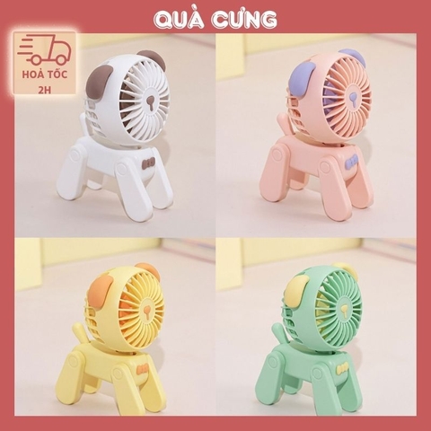 Quà tặng quạt tích điện mini hình chú Chó và Hươu dễ thương dành tặng bạn bè, người yêu