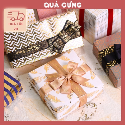 Giấy gói quà họa tiết ánh kim, hoa văn cao cấp sang trọng