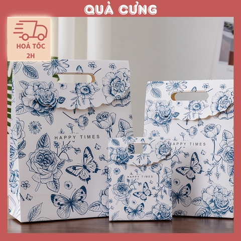 Túi đựng quà tặng Hoa Xanh nhiều kích thước, kiểu dáng tặng sinh nhật, người yêu