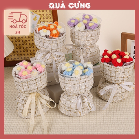 Quà tặng bó hoa len dạ Tweed mini tặng sinh nhật, tặng người yêu