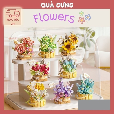 Quà tặng mô hình lắp ráp giỏ hoa xinh có quai tặng sinh nhật, tặng người yêu