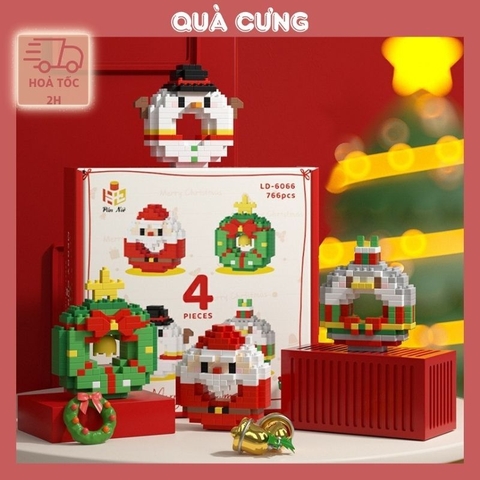 Quà tặng mô hình lắp ráp Bộ 4 vòng nguyệt quế Noel may mắn quà tặng noel, quà tặng người yêu