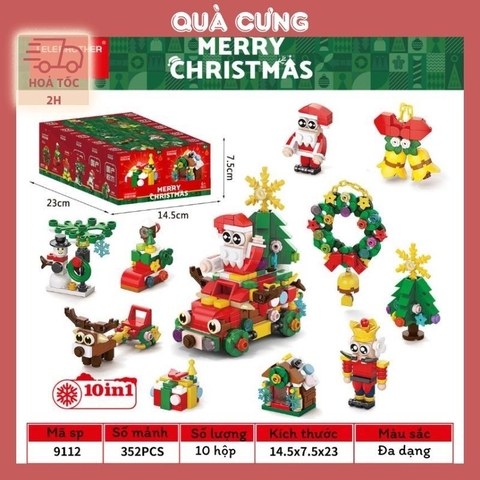 Quà tặng mô hình lắp ráp Bộ 10 chi tiết Noel xinh xắn quà tặng noel, quà tặng người yêu