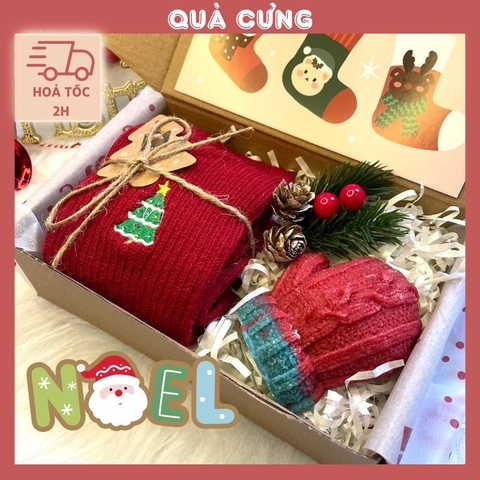 Set quà Noel Tất và Nến thơm ấm áp, xinh xắn tặng người yêu, tặng bạn bè