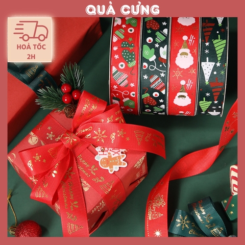 1 Mét Dây ruy băng hình Noel xinh xắn, dễ thương làm phụ kiện trang trí hộp quà