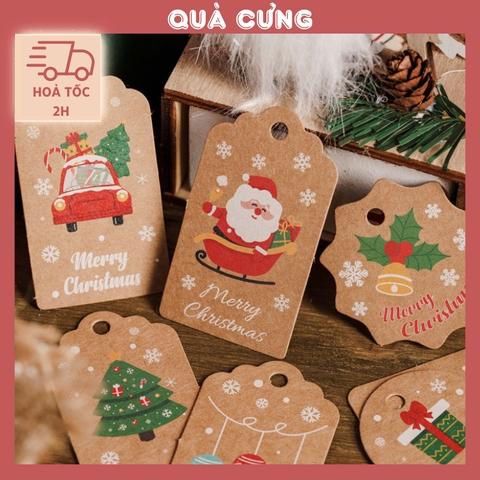 Card nhỏ hình Noel xinh xắn, phụ kiện trang trí hộp quà