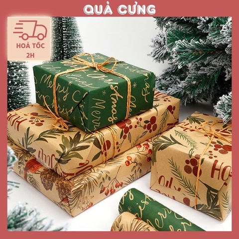 Giấy gói quà kraft vintage hình chim hoa lá cành độc đáo, sang trọng