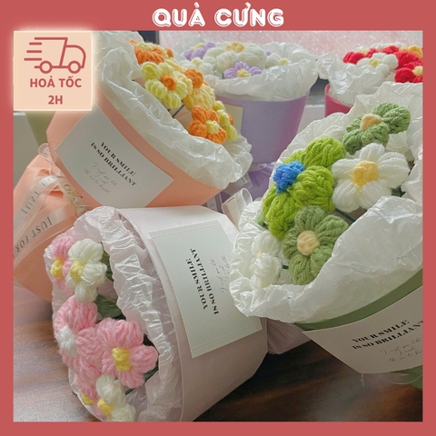 Quà tặng Bó hoa len xinh xắn tặng kèm Túi đựng dành tặng bạn bè, người yêu