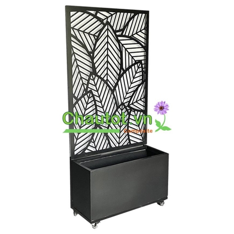 Chậu Composite Chữ Nhật kèm Vách Deco & Bánh Xe BAOBINH – CT2074
