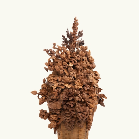 Tượng Trầm Hương Điêu Khắc Cảnh Hoa Mẫu Đơn 033