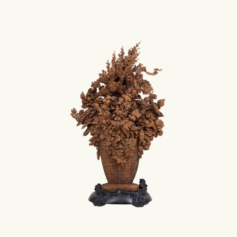 Tượng Trầm Hương Điêu Khắc Cảnh Hoa Mẫu Đơn 033